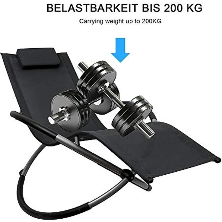 Mucola Liegestuhl XXL, 200kg belastbar, Faltbar, Stahl/Textil Rot, 160 x 80 x 90 cm – Bild 3
