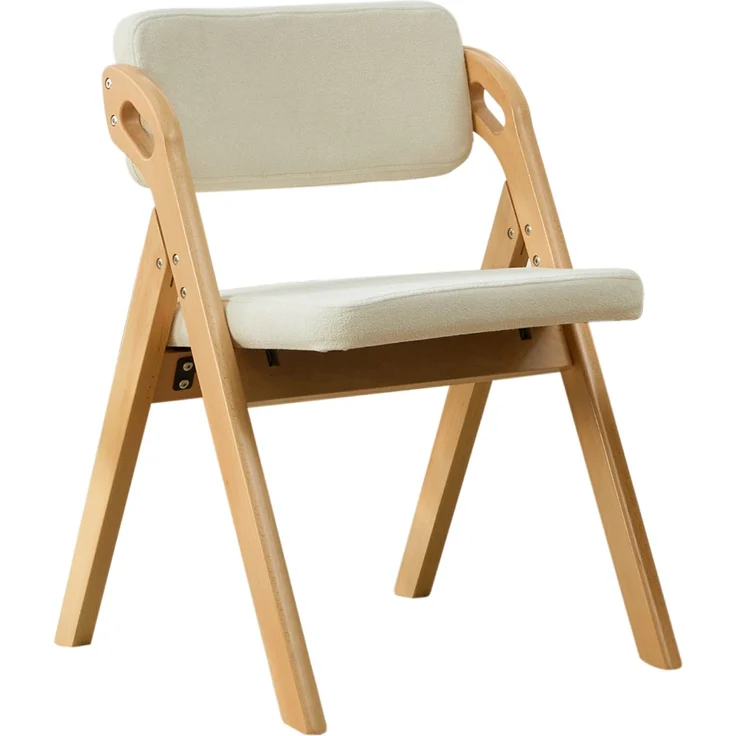 Klappstuhl aus Buchenholz mit Polstersitz, klappbar, 77x59x52 cm, Beige – Bild 4