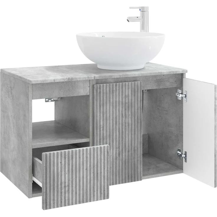 vidaXL Badezimmerschrank-Set 2 stk. Betongrau 79,5 x 44,5 x 80 cm 3404087 – Bild 4