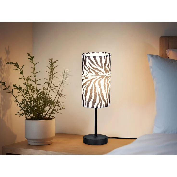 Tischlampe ZEBARA mit Stoffschirm Zebramuster, Höhe 36,5cm – Bild 5