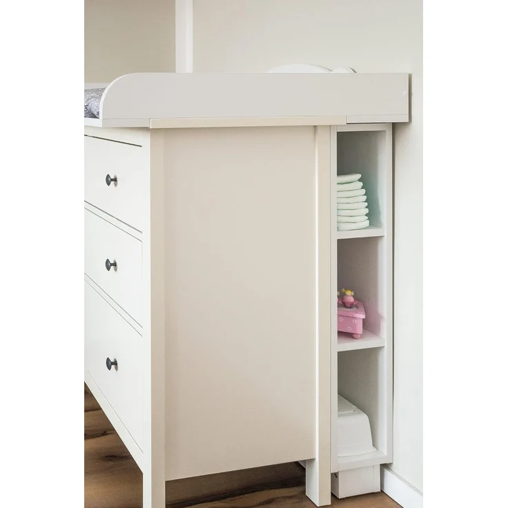 KraftKids Stauraumregal für Wickeltisch weiß passend für HEMNES Kommode u.a, Mit Sockel und höhenverstellbaren Füssen – Bild 1