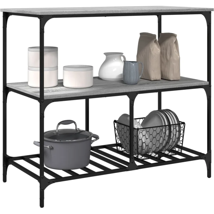 vidaXL Küchenwagen Grau Sonoma 100x50x95 cm Holzwerkstoff 842309 – Bild 3