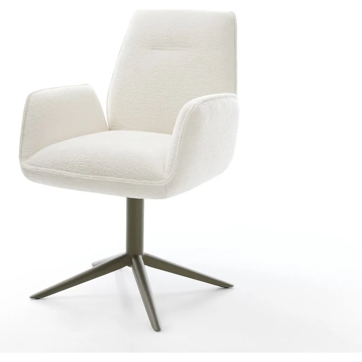 Drehstuhl Zoa-Flex Bouclé Soft Beige Fußkreuz Effektfinish Titan 360° drehbar Wippfunktion Taschenfederkern – Bild 1