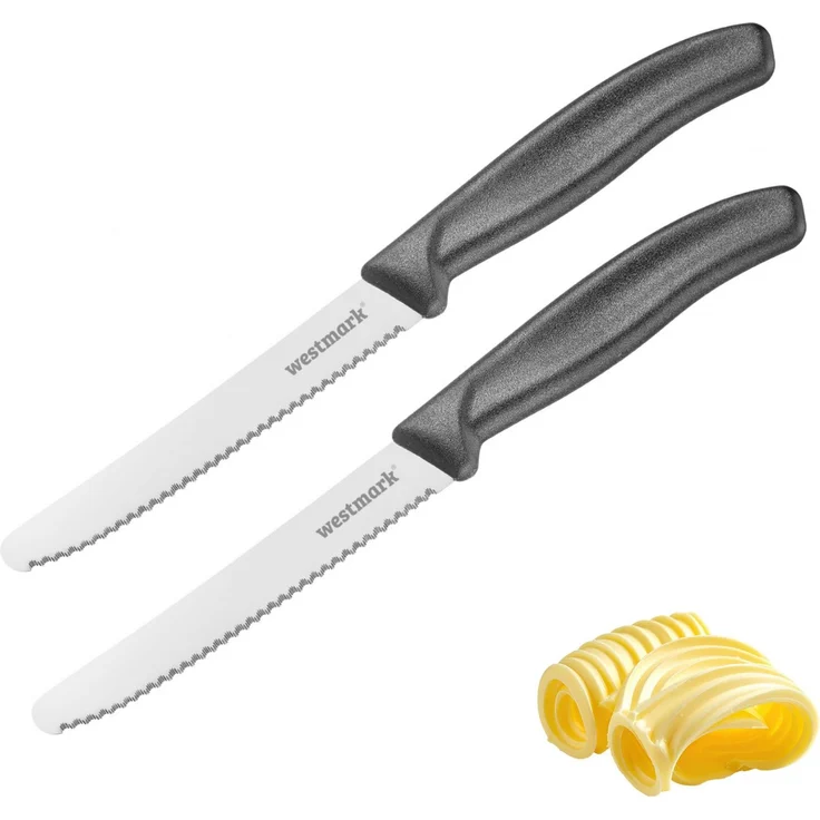 Westmark Frühstücksmesser Daily-Slice – 2 praktische Messer, doppelter Wellenschliff, ideal als Brot-, Brötchen- & Tomatenmesser, spülmaschinengeeignet –Edelstahl Rostfrei