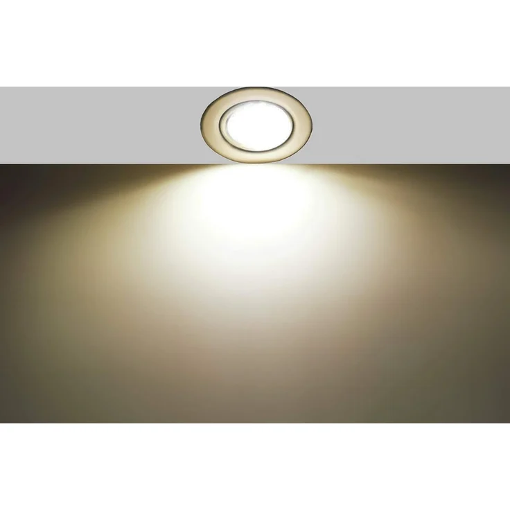 TRANGO LED Einbauleuchte, Dimmfunktion, 6er Set 6729-069MOSD LED Einbaustrahler in Aluminium gebürstet Rund incl. 6x 5 Watt 3 Stufen dimmbar Ultra Flach LED Modul 3000K warmweiß, Warmweiß, Deckenspot, Einbauspot, Deckenleuchte – Bild 3
