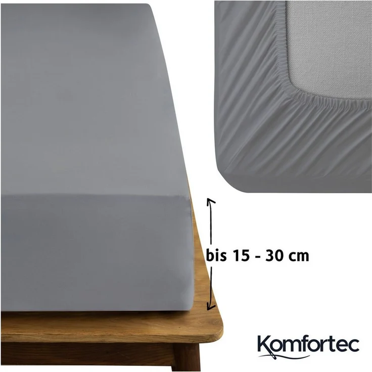 Komfortec Spannbettlaken Boxspringbett bis 15cm - 30cm Matratzenhöhe, Mikrofaser, Gummizug: Rundum, (2 Stück) – Bild 3