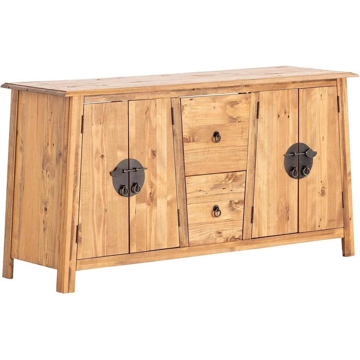 Waschtisch Rangun 140x74x45 cm recycelte Pinie Massivholz braun Woodkings Serie Rangun Waschbeckenunterschrank Waschtischschrank A-Linie – Bild 1