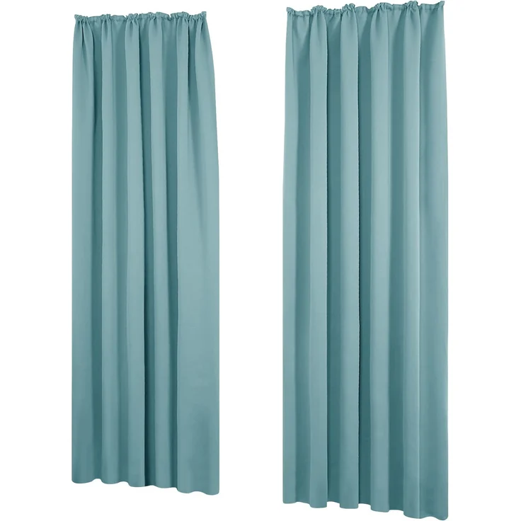 Deconovo Gardinen für Schienensystem mit Kräuselband Curtains Himmelblau | 2er Set, H 175 x B 140 cm, Verdunkelungsvorhänge, Hitzeschutz, Schlafzimmer, Blickdicht Vorhang, Wärmehaltung, Wohnzimmer