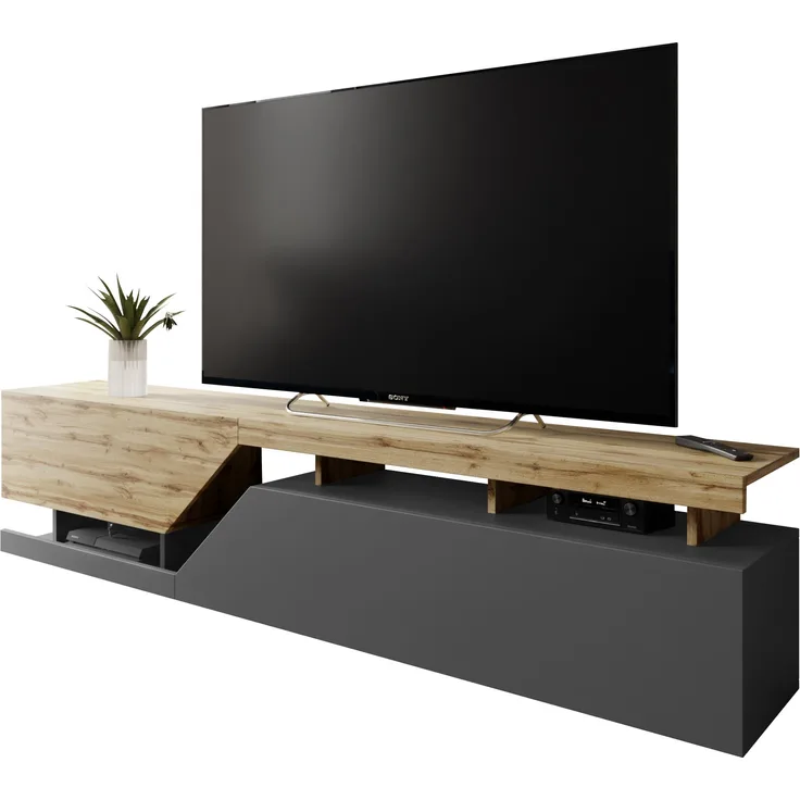 TV-Lowboard Nesezi 200 (Farbe: Anthrazit / Wotan)