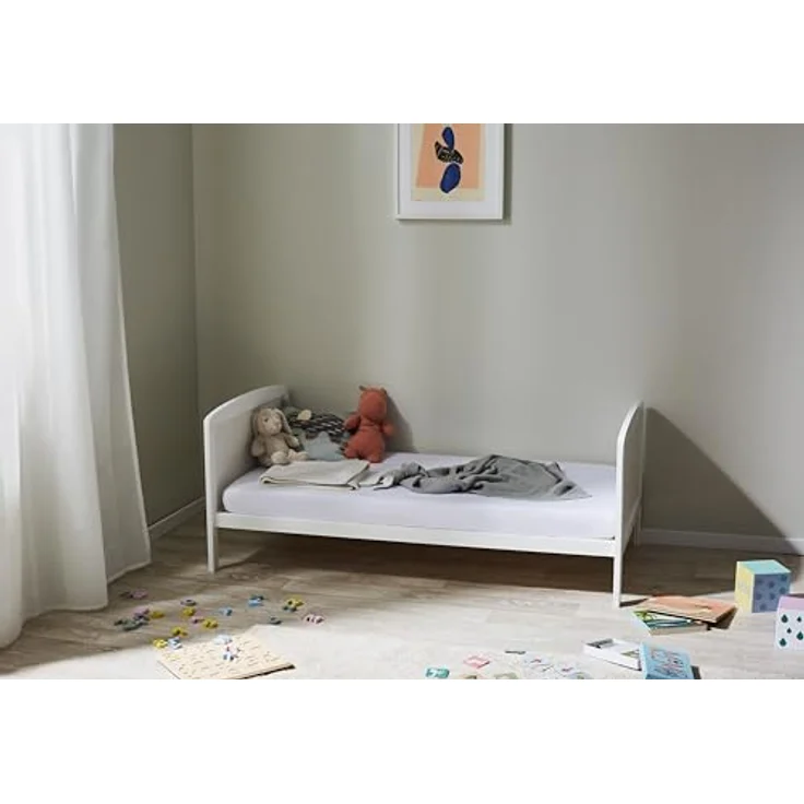 Babybett Kinderbett 70x140 Umbaubares Gitterbett höhenverstellbar & herausnehmbare Sprossen optional mit Matratze | Weiss Vollholz Kiefer Made in Europe – Bild 6