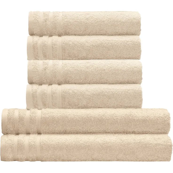 Kleine Wolke Handtuch Set Royal, 6 Stück (4 Handtücher 50/100 cm + 2 Duschtücher 70/140 cm), Frottier (Set, 6-St), Uni Farben, mit Bordüre, weich, in verschiedenen Sets erhältlich