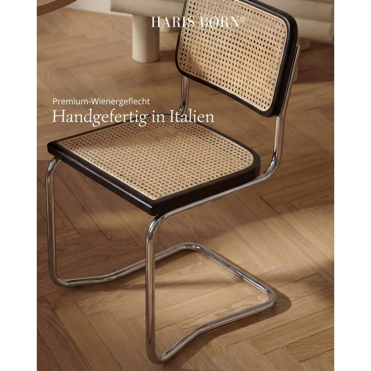 Haris Børn Freischwinger Wiener Geflecht - Handgefertigt in Italien - Premium Schwingstuhl (Set, 4 St), Hochwertige Freischwinger Stühle - Rattanstühle fürs Esszimmer – Bild 4