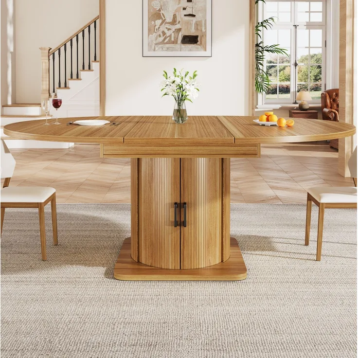 Esstisch 118-158x118x76 cm ausziehbar mit Stauraum und 4 Nutzungsmodi in Dunkelbraun