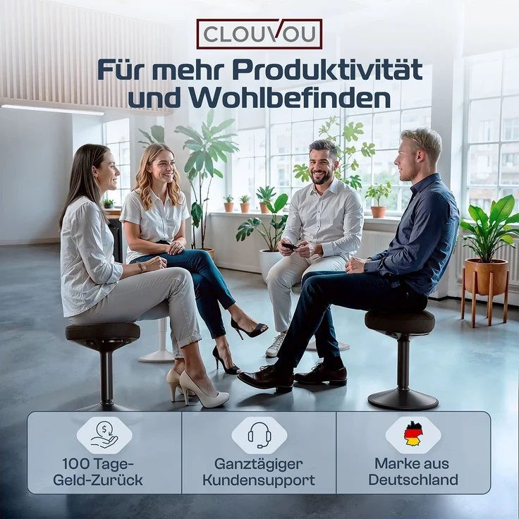 CLOUVOU Nexus, ergonomischer Stehhocker, stufenlos höhenverstellbar, Anti-Rutsch-Standfuß, Schwarz – Bild 7
