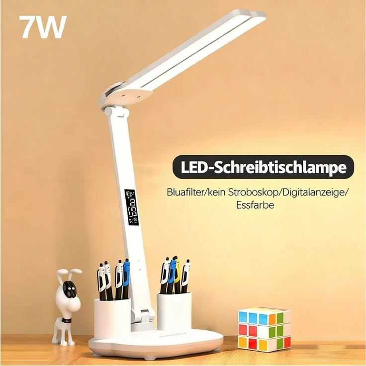 Toomoke LED Schreibtischlampe LED Schreibtischlampe Tischlampe Dimmbar Touch Leselampe 3-Farbige, LED fest integriert, weißes Licht,neutralweißes Licht,warmes Licht, Touch-Steuerung, tragbar, faltbar,Augenschutz, Nachttischlampe – Bild 2