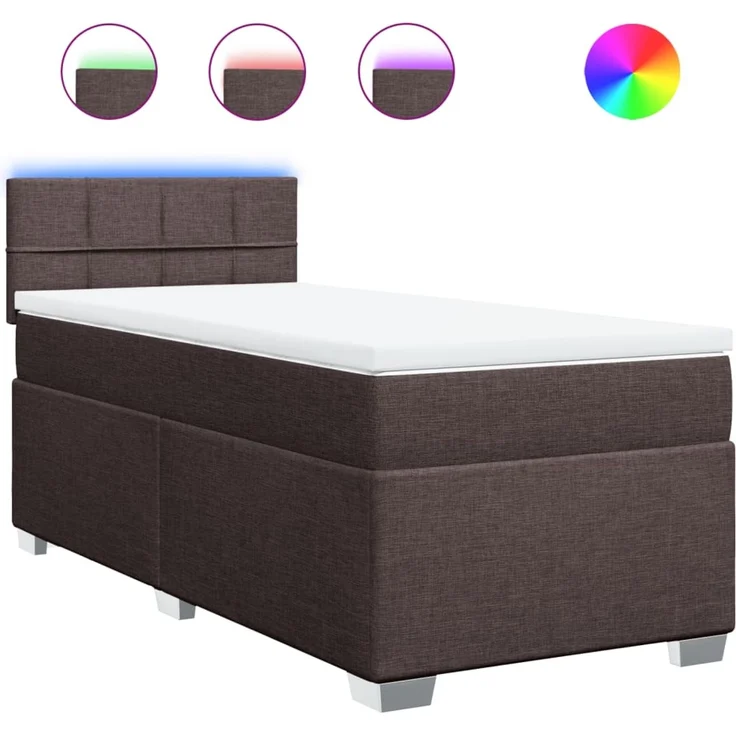 Boxspringbett mit Matratze, Stoff, Viereckige, grauer Fuß, Dunkelbraun, 90x190 cm, true – Bild 2