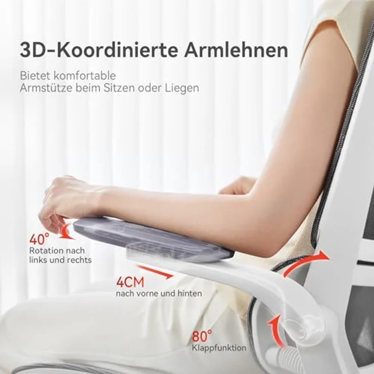 SIHOO M59AS Ergonomischer Bürostuhl mit Doppelsitzlehnen-Design und adaptiver Lendenwirbelstütze, Mesh-Schreibtischstuhl für das Homeoffice (Weiß) – Bild 5