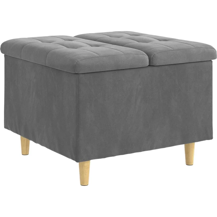 vidaXL Ottoman mit Stauraum Dunkelgrau 60 x 60 x 45 cm Samt 876826 – Bild 2