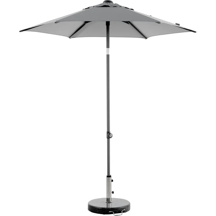 Sonnenschirm Poppi aus Aluminium und Polyester, neigbar, modern, grau, Ø 200 cm, mit winddichtem Kamin