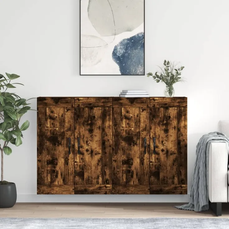 Wandschränke 2 pcs, Hängeschrank, Buffetschrank Räuchereiche Holzwerkstoff