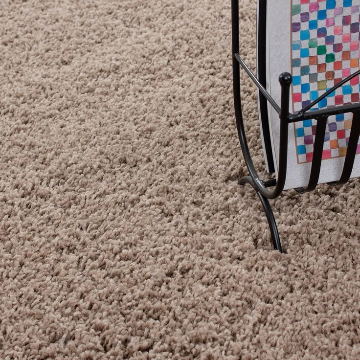Carpetsale24 Shaggy Hochflor Teppich Wohnzimmer 200 cm Rund Beige - Modern Flauschiger Teppich Extra Weich, Pflegeleicht und Einfarbig - Ideal als Teppich für Schlafzimmer, Esszimmer und Küche – Bild 4