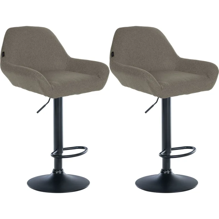 CLP 2er Set Barhocker höhenverstellbar Braga, mit Stoffbezug und Fußstütze - Farbe:taupe;Gestell Farbe:schwarz