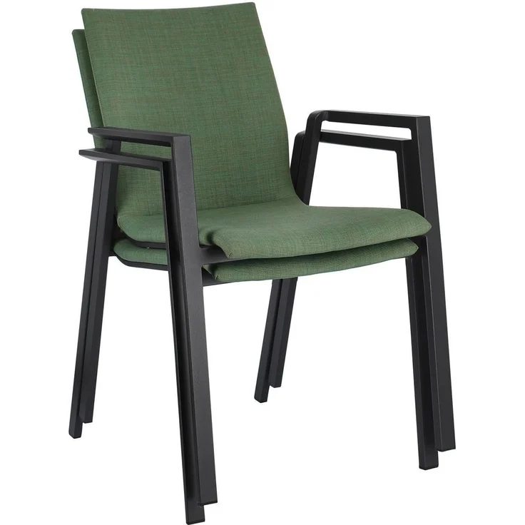 Gartenstuhl Enodo aus Aluminium, modern gepolstert, stapelbar, anthrazit olive, für draußen – Bild 6