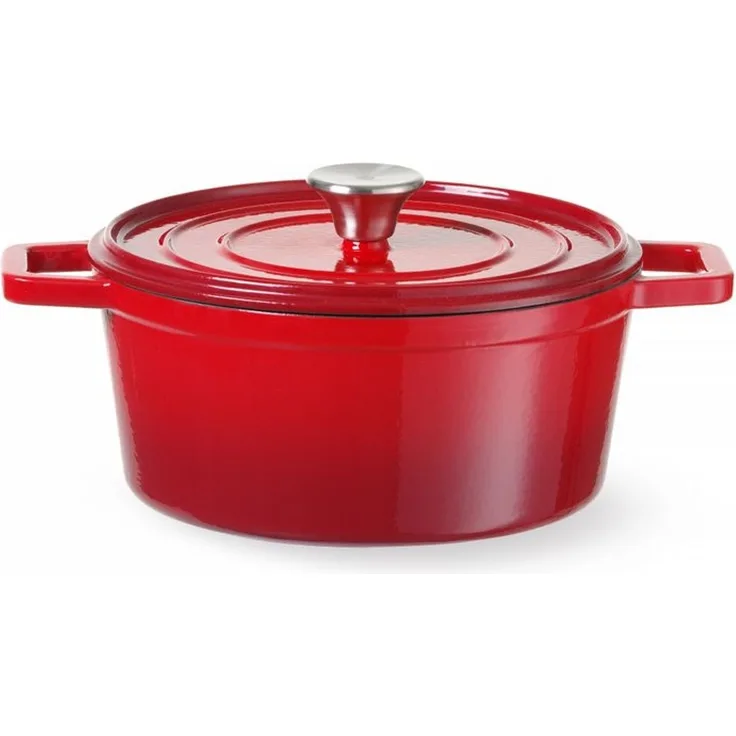 HENDI Emaillierter Gusseisentopf, 6,88L, Rot, 405x255x(H)134mm