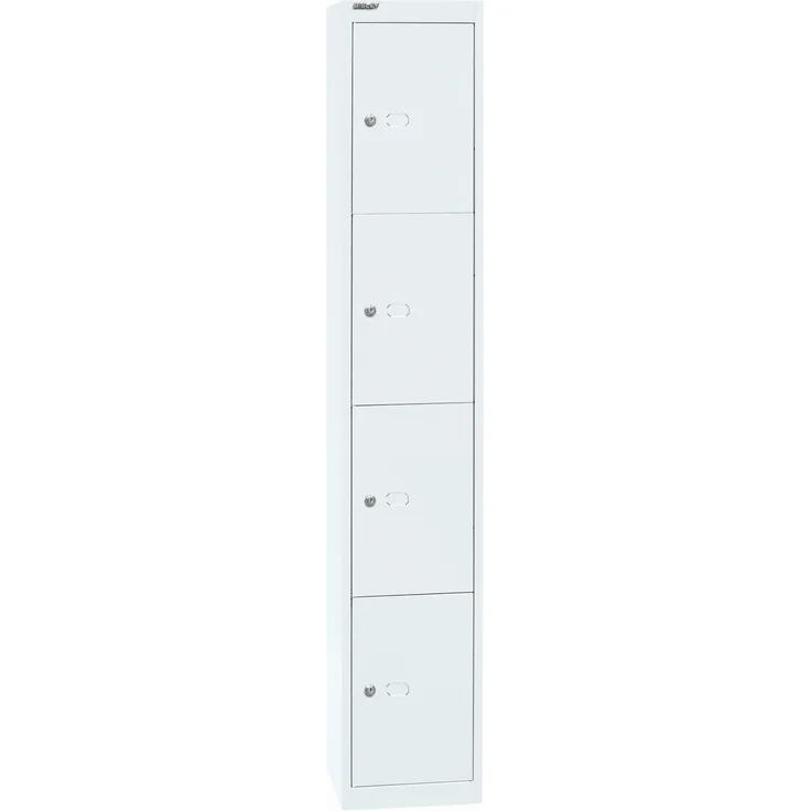Bisley Schließfachschrank Office, 1 Abteil, 4 Fächer, T 457 mm, Farbe verkehrsweiß – Bild 2