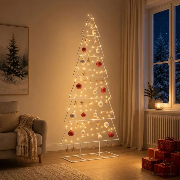 vidaXL Metall Weihnachtsbaum KUOPIO 180 cm Stahl Weiß 42053826 – Bild 3