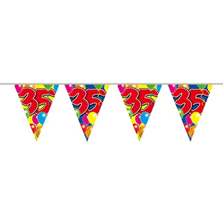 Folat 35. Geburtstag Wimpelkette mit Balloons-bunt-10 m – Bild 2
