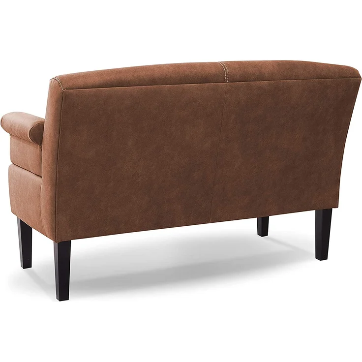 CAVADORE 2-Sitzer Küchensofa Malm, Sitzbank für Küche oder Esszimmer in Lederoptik, Inkl. Armteilverstellung, Federkern und moderner Kontrastnaht, 152 x 97 x 78, Mikrofaser: cognac – Bild 5