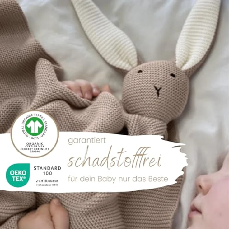 Babydecke DIKOS® Babydecke SCHMUSE-HASE Baby Geschenk Mädchen Junge Geschenkset, DIKOS, Geschenk zur Geburt, PREMIUM Qualität, 100 % BIO Baumwolle, nachhaltig – Bild 4