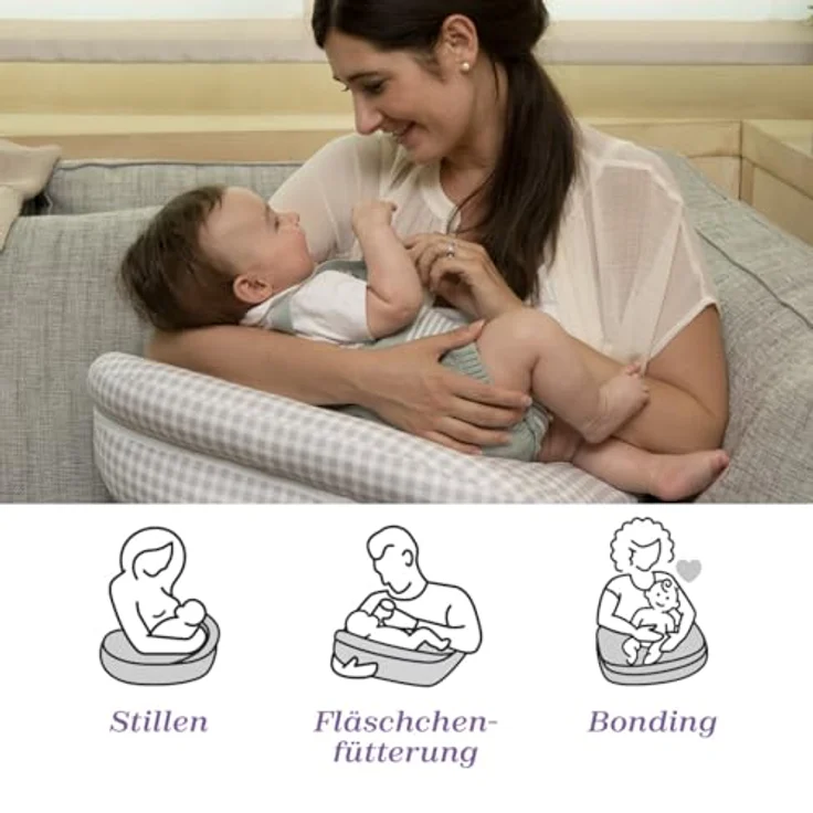 Boppy Deluxe Stillkissen, Brust und Flasche Fütterung Unterstützung, ergonomische Form mit Mutter und Baby zu unterstützen, volle Polsterung, abnehmbar und waschmaschinenfest, 0M + – Bild 9
