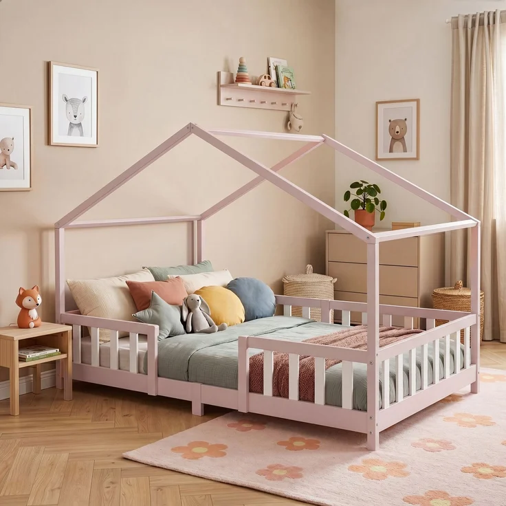 Kinderbett Treviolo 140x200 cm Rosa / Weiß [en. casa] – Bild 1