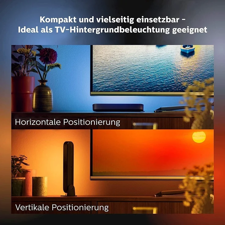Philips Hue White & Color Ambiance Play Lightbar 2er Pack (500 lm) und Hue Bridge, dimmbare LED-Lightbar für das Hue Lichtsystem mit 16 Mio. Farben, smarte Lichtsteuerung über Sprache oder App,schwarz – Bild 6