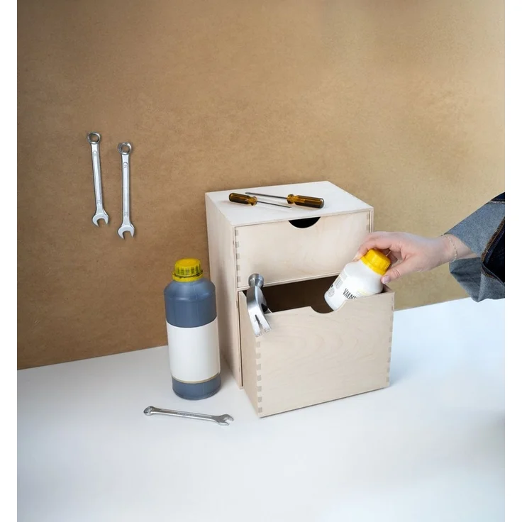 Creative Deco Schubladenbox Schubladenelement Mini-Kommode für Kleinigkeiten aus Birkensperrholz, (2-St) – Bild 2