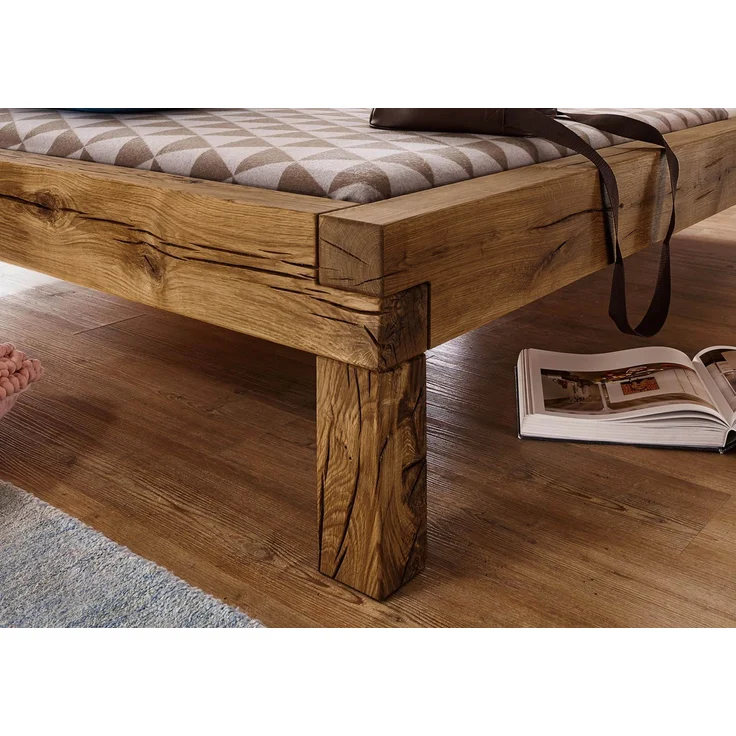 Balkenbett Wildeiche 160x200 tabacco geölt JANGALI #411 – Bild 3