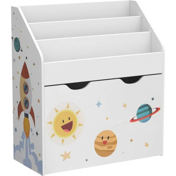 Songmics Spielzeugregal, Bücherregal für Kinder, Kinderzimmerregal mit 3 Fächern und herausziehbarer Spielzeugkiste mit Rollen – Bild 4