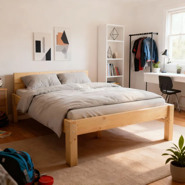 Pfostenbett Massivholzbett (Fichte) "Daybett" 80 x 190 cm 38 cm Holzbett 300kg