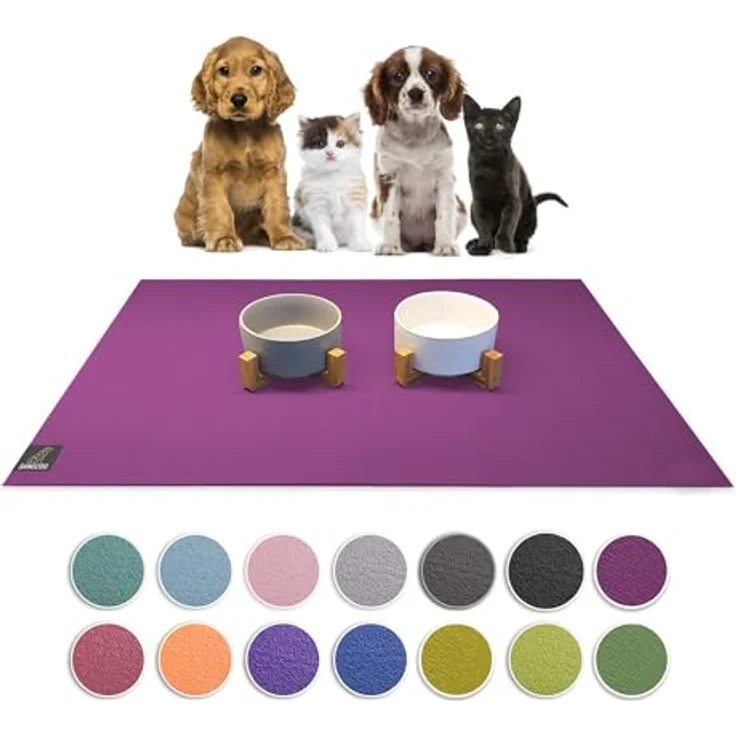 SANOZOO® - Napfunterlage, Öko-TEX - Made in Germany - rutschfeste Futtermatte für Hunde & Katzen, 60x90 cm Pflaume – Bild 2