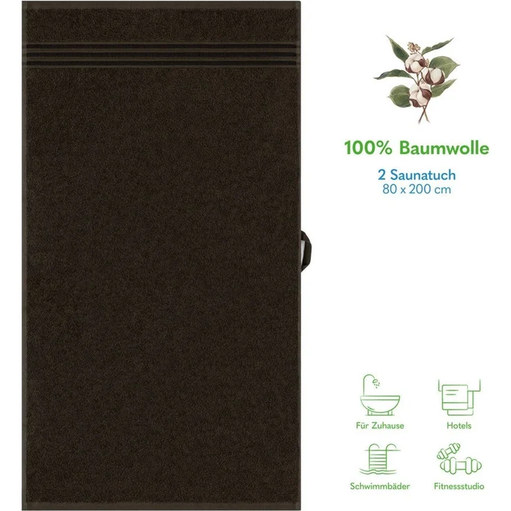 Hammetex 2er Set Extra Große Badetücher – 80x200 cm Saunatücher, 500 GSM, 100% Baumwolle – Weich & Saugfähig – Luxuriöse Große Spa-Handtücher, Braun – Bild 3