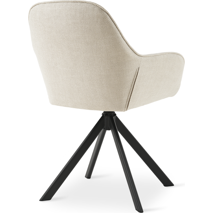 GOEURVANT 1370 Esszimmerstühle 6er-Set mit Armlehnen, 360° Drehbar, Webstoff - Beige Stoff – Bild 4