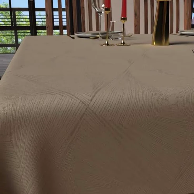 Soleil d'ochre, quadratische Anti-Flecken-Tischdecke 180x180 cm, Luxus-Champagner – Bild 3