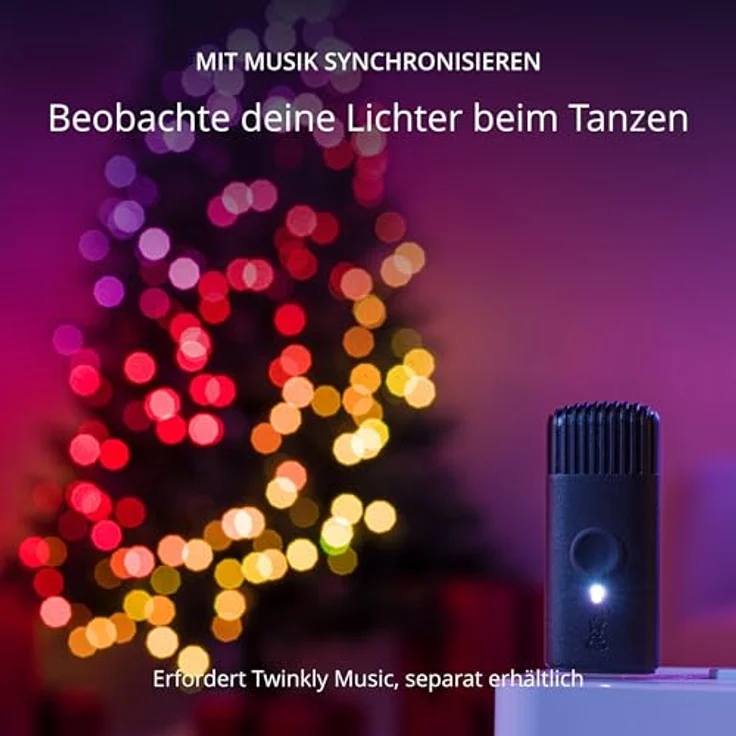 Twinkly Strings Candle 100 LED, LED-Lichterkette in Kerzenform, RGB LED-Lichter Mehrfarbig, Kompatibel mit Alexa & Google Home, Gaming-Lichter, Stromversorgung über USB-C, Grünes Kabel, 6m – Bild 9