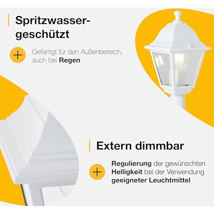 BRILLIANT Nissie Außenlampe weiß – spritzwassergeschützte Außenleuchte mit E27 Fassung – Wegeleuchte für Garten, Einfahrt & Außenbereich – Bild 5