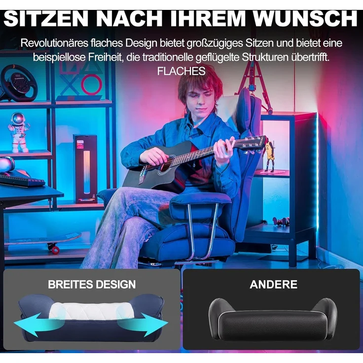 GTPLAYER Gaming-Stuhl Bürostuhl Gamer Stuhl gaming stuhl Schreibtischstuhl Chefsessel, mit Taschenfeder-Lendenwirbelstütze, breiter Büro-Computersessel – Bild 6