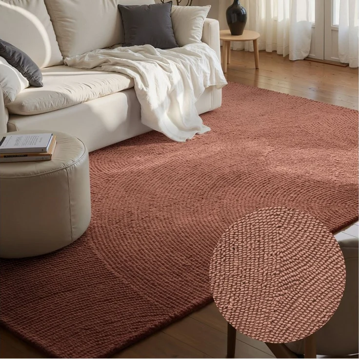 HANSE Home Wollteppich Calmio, auch als Läufer und in rund, rechteckig, Höhe: 18 mm, Handgetuftet, Wolle, Natur, Wohnzimmer, Schlafzimmer, Skandi, Hygge – Bild 1