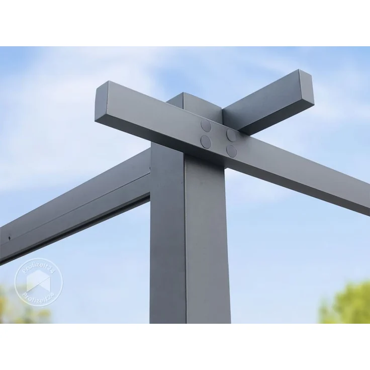 PRIMEYARD Pergola 3x4 m Terrassenüberdachung mit grauem Schiebedach Stahlrahmen – Bild 9