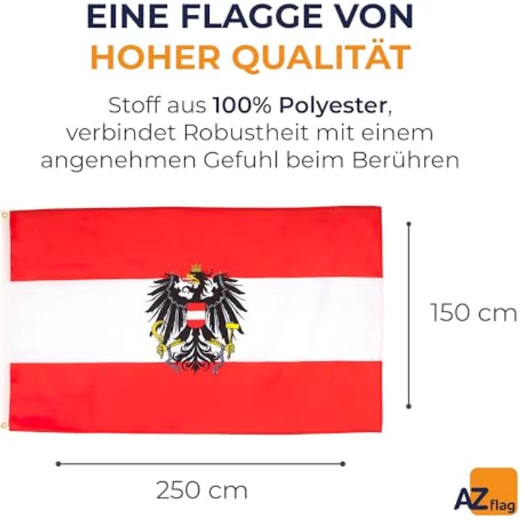 AZ FLAG - Flagge Österreich Mit Adler - 250x150 cm - Österreichische Große Fahne 100% Polyester mit Messing-Ösen - 300g – Bild 2
